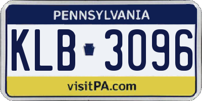 PA license plate KLB3096