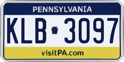 PA license plate KLB3097