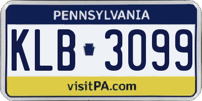 PA license plate KLB3099