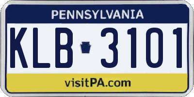 PA license plate KLB3101