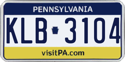 PA license plate KLB3104