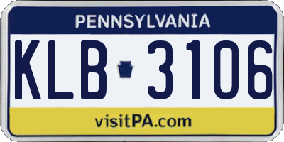 PA license plate KLB3106