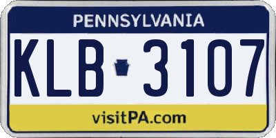 PA license plate KLB3107
