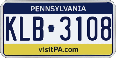 PA license plate KLB3108