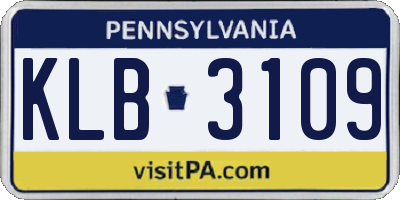 PA license plate KLB3109