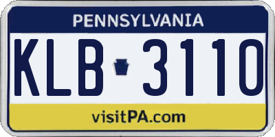 PA license plate KLB3110