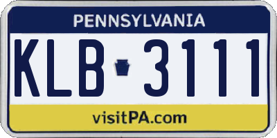 PA license plate KLB3111