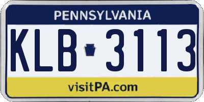 PA license plate KLB3113