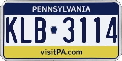 PA license plate KLB3114