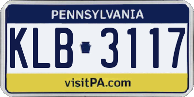 PA license plate KLB3117