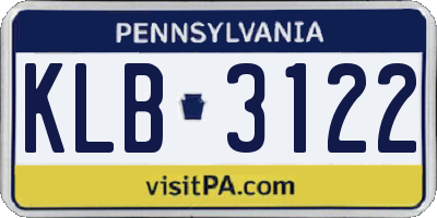 PA license plate KLB3122