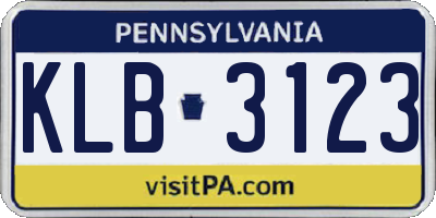 PA license plate KLB3123