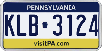 PA license plate KLB3124