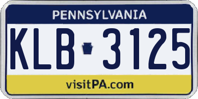PA license plate KLB3125