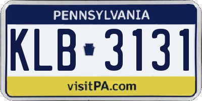 PA license plate KLB3131
