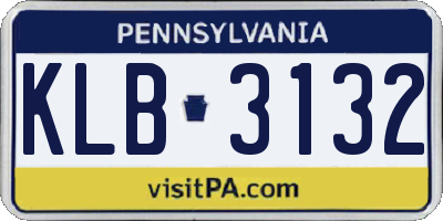 PA license plate KLB3132