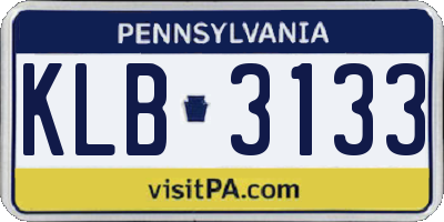 PA license plate KLB3133