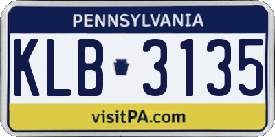 PA license plate KLB3135