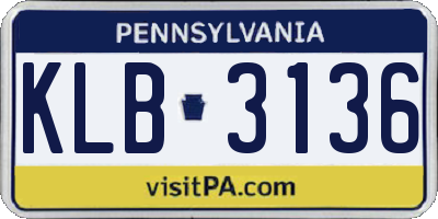 PA license plate KLB3136