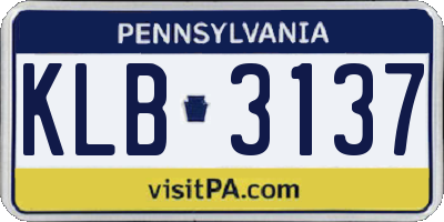 PA license plate KLB3137