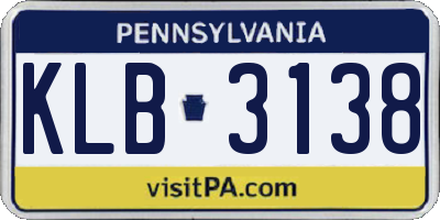 PA license plate KLB3138