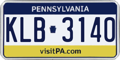 PA license plate KLB3140