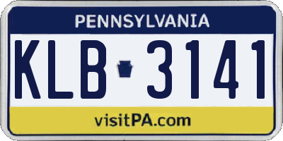 PA license plate KLB3141