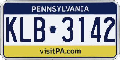 PA license plate KLB3142