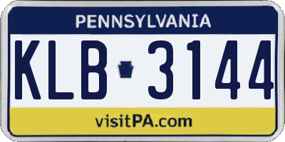 PA license plate KLB3144