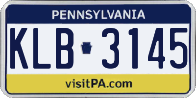 PA license plate KLB3145
