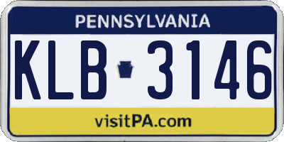 PA license plate KLB3146