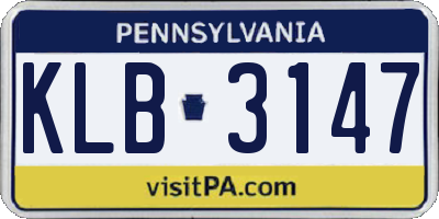 PA license plate KLB3147
