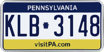 PA license plate KLB3148