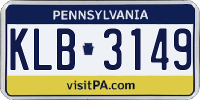 PA license plate KLB3149