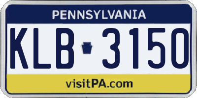 PA license plate KLB3150