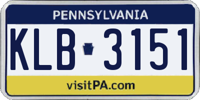 PA license plate KLB3151