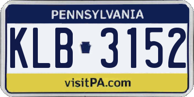 PA license plate KLB3152
