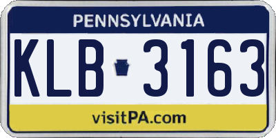 PA license plate KLB3163