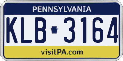 PA license plate KLB3164