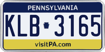 PA license plate KLB3165