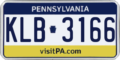PA license plate KLB3166