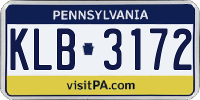 PA license plate KLB3172