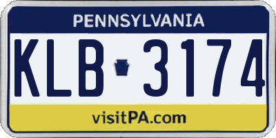PA license plate KLB3174
