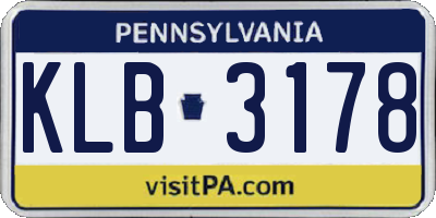 PA license plate KLB3178