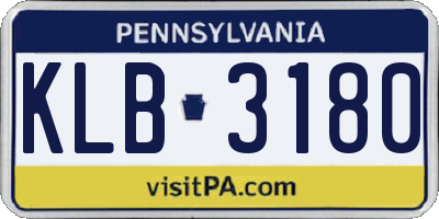 PA license plate KLB3180