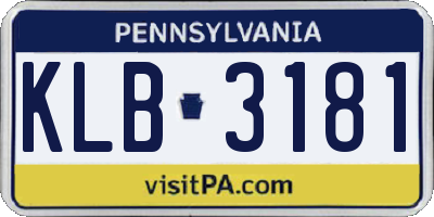 PA license plate KLB3181