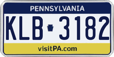 PA license plate KLB3182