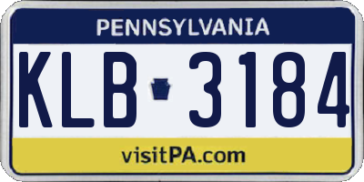 PA license plate KLB3184