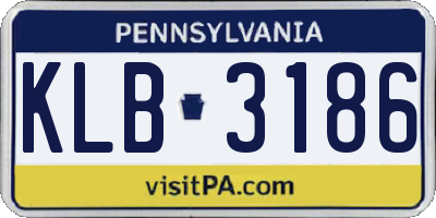 PA license plate KLB3186
