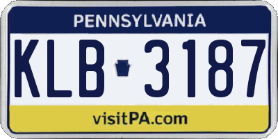 PA license plate KLB3187